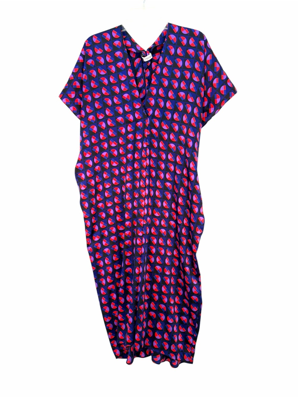 Zara Purple Shift Dress with Pink Geometric Dot Print - Picture 2 of 4